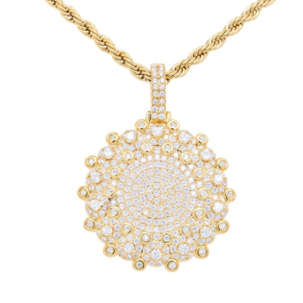 Fully Iced Out Coin Pendant with 24" Rope Chain